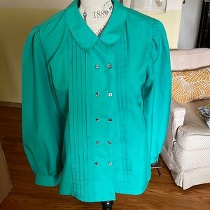 Vintage Pleated Button Down Blouse W/ Princess Sleeves